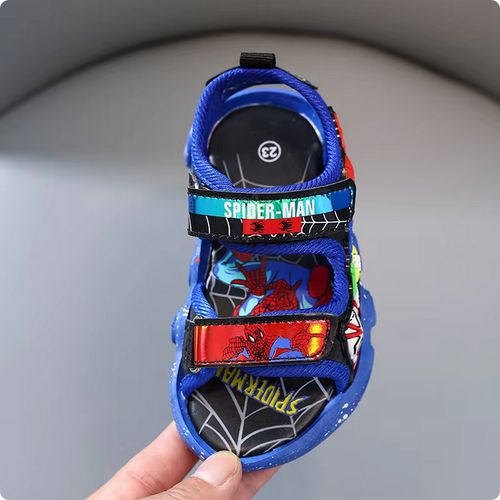 Boys Blue Spiderman LED Shoes Flashing Light Up Luminous  Beach Sandals Size