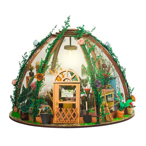 DIY Miniature Dollhouse Kit Wooden Mini Starry Flower Green
