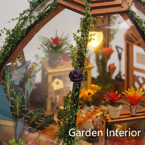 DIY Miniature Dollhouse Kit Wooden Mini Starry Flower Green