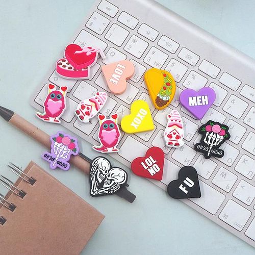 Chenkai 10pcs Till Death Do Part Valentine's Focal Beads For Pen Beadable Pen Silicone Charms Character Beads For Pen Making