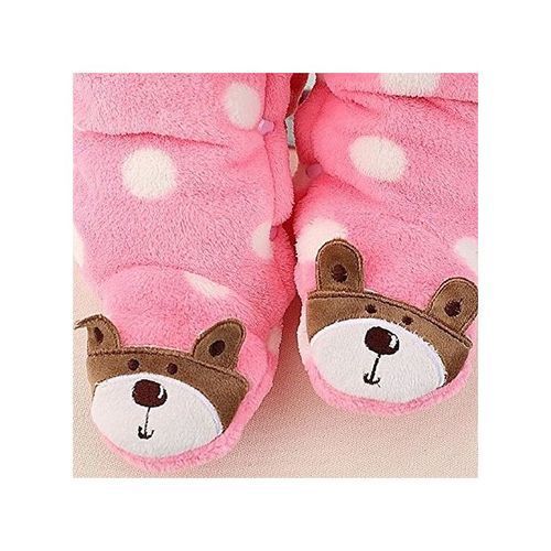 Baby Warm Bodysuit Overall Romper - Pink With White Dots