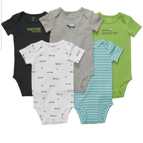 Baby 5 Baby Boy Cotton Bodysuits, Design May Vary - Multicolor