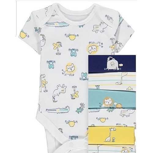 Baby 5 Baby Boy Cotton Bodysuits, Design May Vary - Multicolor