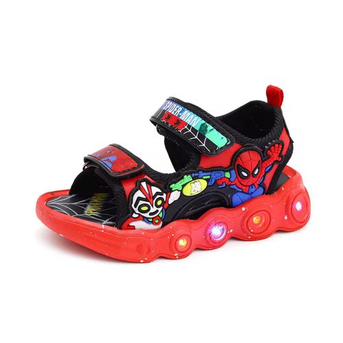 Boys Red Spiderman LED Shoes Flashing Light Up Luminous Summer Beach Sandals Size