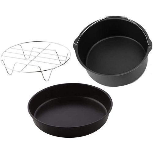 Cake Cans, Pizza Pan, 3PcsSet Steel Round Air Fryer Oven Slow Cooker Accessories Baking Cake Barrel for Home Kitchen