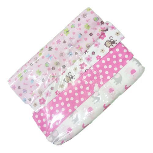 Baby 100% Cotton 4pcBaby Receiving, Swaddling Sheets- MultiColour