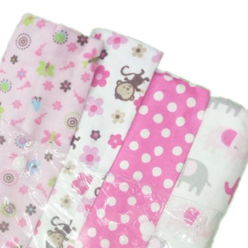 Baby 100% Cotton 4pcBaby Receiving, Swaddling Sheets- MultiColour