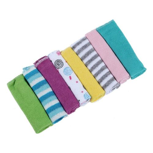 8pcs Small Soft Cotton Newborn Napkin Wash Cloth Face Towels -(Multicolour)