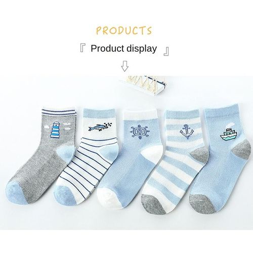 Boys' Socks 5 Pairs One Suit Comfortable Breathable Thin Children's Socks