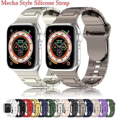 Mecha Strap For Watch Band 49mm 40mm 45mm 44mm 41mm 42mm 38mm Silicone Bracelet Iwatch Series Ultra 7 Se 3 5 6 8 Wirstband