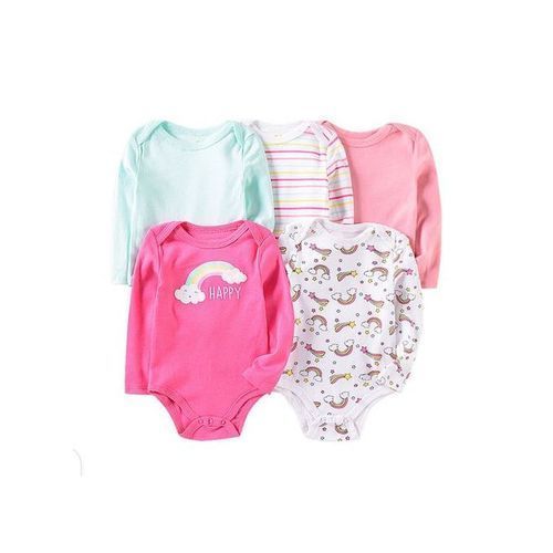5 Pack Baby Girl Long Sleeve Bodysuits - Multiple Designs