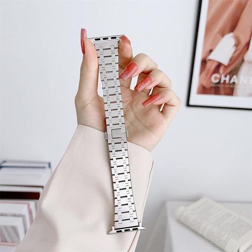 Luxury Ap Royal Oak Stainless Steel Watch Strap For Watch Series 4 5 6 7 8 Se Ultra Metal Wrist Band For Iwatch