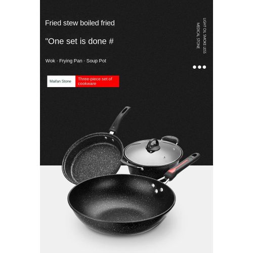 Three-piece pot set thickened pan gift box