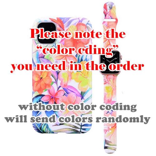 Fran-9a For 13 12 11 Pro X Xs Max Xr Flower Pattern Phone Case Watch Band Strap 38/40/41/42/44/45mm