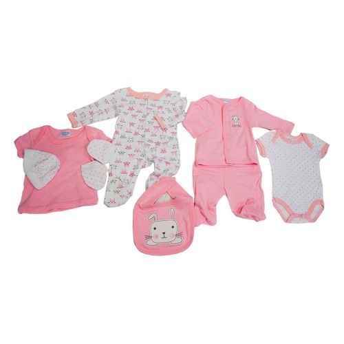 8Pc 100% Cotton Baby Girl / Boy Clothing Pack - White,Pink Different Patterns
