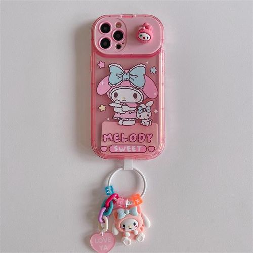 Kawaii Hello Kitty Kuromi Cinnamoroll Phone Case For Iphone 14 13 12 11 Pro Max Xr Xs Max Shockproof Cover With 3d Doll Pendant