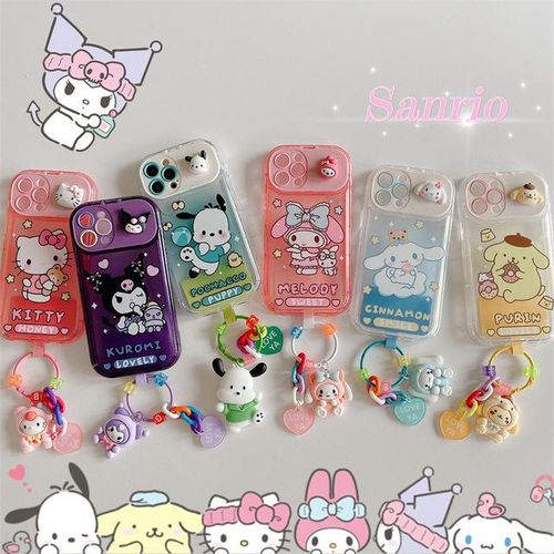 Kawaii Hello Kitty Kuromi Cinnamoroll Phone Case For Iphone 14 13 12 11 Pro Max Xr Xs Max Shockproof Cover With 3d Doll Pendant