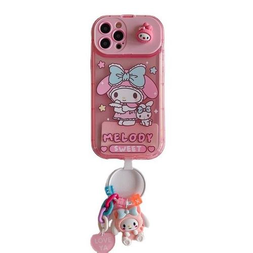 Kawaii Hello Kitty Kuromi Cinnamoroll Phone Case For Iphone 14 13 12 11 Pro Max Xr Xs Max Shockproof Cover With 3d Doll Pendant