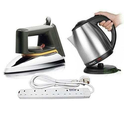 Power King Bundle of Flat Iron, Scarlet Kettle,2 litre & Six Way Cable