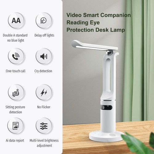 Smart WiFi Student Study Reading Desk Table LED Lamps Light Security Camera Baby Monitor Nightlight for Parents Remote Tutoring