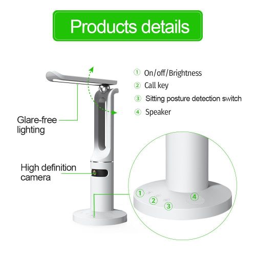 Smart WiFi Student Study Reading Desk Table LED Lamps Light Security Camera Baby Monitor Nightlight for Parents Remote Tutoring