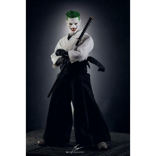 4pcs Set 1/12 Scale Japanese Clown Samurai Kimono Clothes Set Robe Shirt Pants Scarf For 6