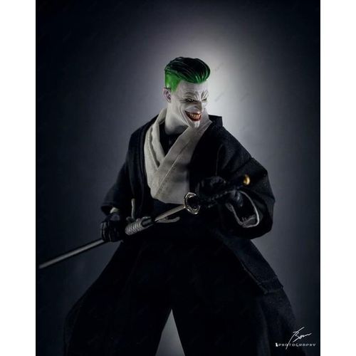 4pcs Set 1/12 Scale Japanese Clown Samurai Kimono Clothes Set Robe Shirt Pants Scarf For 6