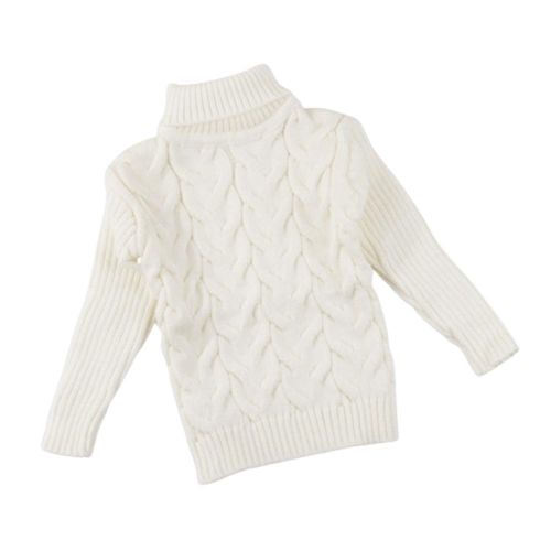 Kid Boy Girl Winter Sweater Knitted Turtleneck High Collar Twist Pullover Tops