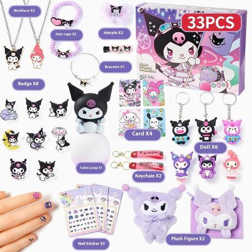 33pc Sanrio Cute Cartoon Kuromi Cave Happy Surprise Blind Box Handmade Doll Party Lovely Girl Toy Set Children's Birthday