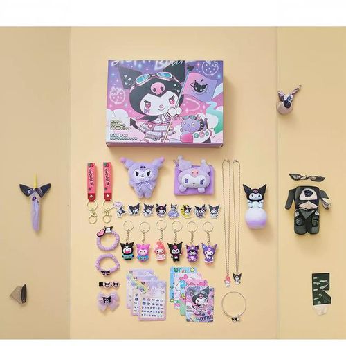 33pc Sanrio Cute Cartoon Kuromi Cave Happy Surprise Blind Box Handmade Doll Party Lovely Girl Toy Set Children's Birthday