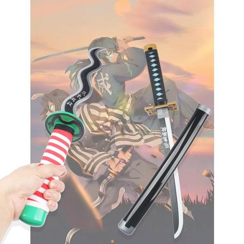 2024 New Anime Demon Slayer Cosplay 60CM/23.6 Inch Zenitsu Kyoujurou Tanjiro s Anime Wooden Katana