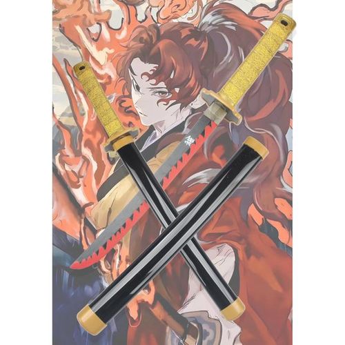 2024 New Anime Demon Slayer Cosplay 60CM/23.6 Inch Zenitsu Kyoujurou Tanjiro s Anime Wooden Katana