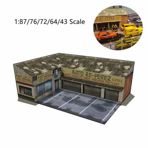 1:87/76/72/64/43 Scale Handmade Perez Cars Service Station Model Train Shop Sand Table Model