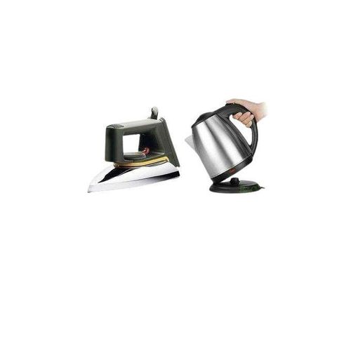 Flat Iron & 2L Electric Kettle Percolator Plus A Free TV Guard - Silver, Black