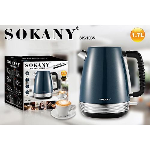 Sokany Electric Kettle  1.7 Liters For Boiling Milk And Water With Unique Design-Blue/Black