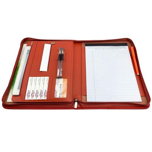 Bisofice Zippered Padfolio A4 PU Leather Portfolio Organizer For