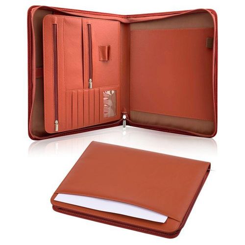 Bisofice Zippered Padfolio A4 PU Leather Portfolio Organizer For