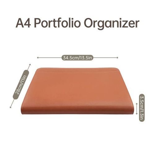 Bisofice Zippered Padfolio A4 PU Leather Portfolio Organizer For
