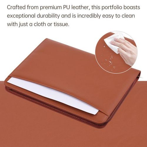 Bisofice Zippered Padfolio A4 PU Leather Portfolio Organizer For