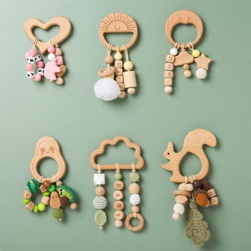 Baby Teether Wooden Rodent Animal Clouds Pendant For Newborn Personalised Name Baby Health Items Nurse Accessories S Toys