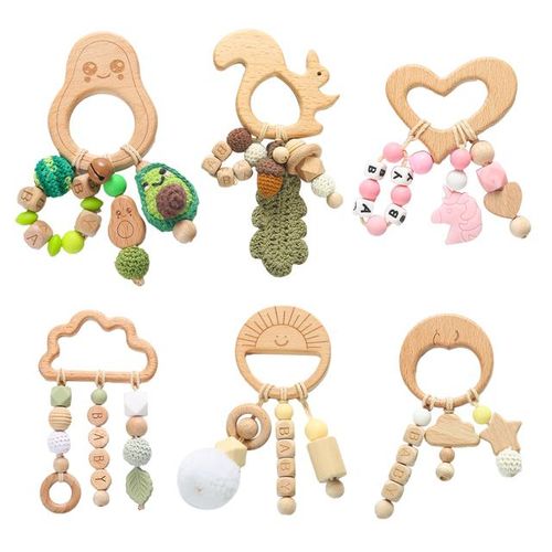 Baby Teether Wooden Rodent Animal Clouds Pendant For Newborn Personalised Name Baby Health Items Nurse Accessories S Toys