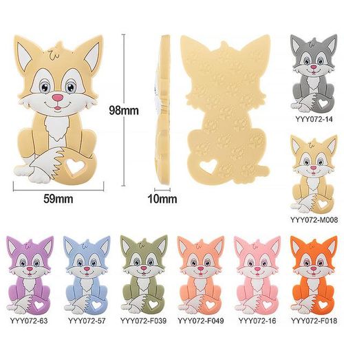 Tyry.hu 10pcs Silicone Teether Bpa Free Baby Teething Necklace Food Grade Infant Chewable Toys Cartoon Animal Baby Teether