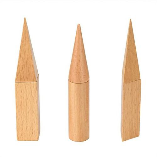 Wooden Geometric Solids 3-D Shapes Montessori Learning Education Math Toys Resources for School Home