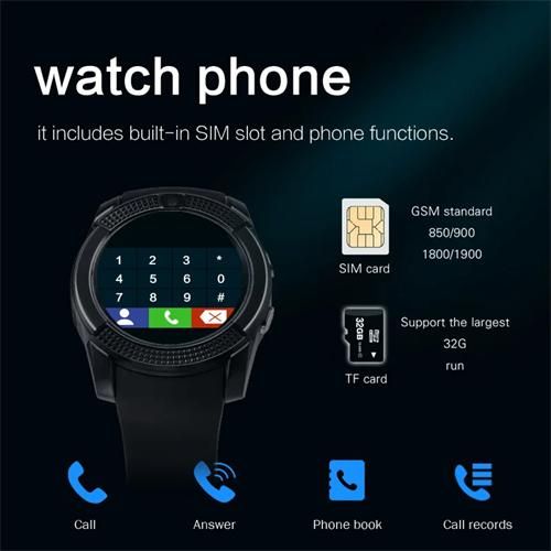 New V8 Smart Watch Support TF SIM Card Call Camera Sports Bracelet Bluetooth Compatible Smart Watch