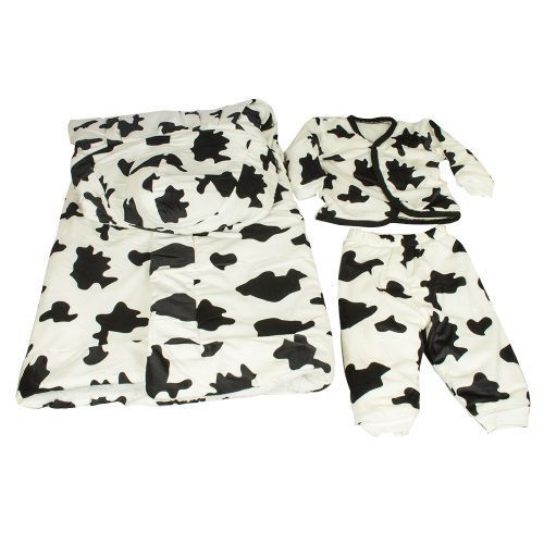 Kofia Baby Shawl Receiver Blanket + Full Suit  - White Animal Print