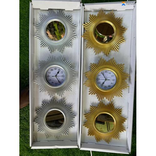 Wall Clock with Mirror, Pack of 3 Quartz Movement Wall Clock