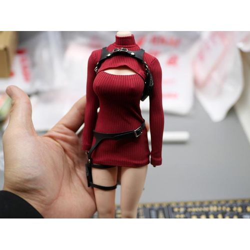 1/6 Female Ada Wong Turtleneck Red High Neck Long Sleeves Knit Bottoming Sweater Dress For 12Inch Action Figures Body