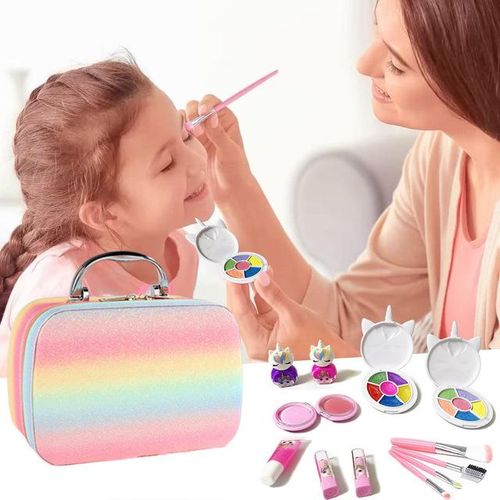 Kids Real Makeup Kit for Little Girls: with Pink Unicorn Purse - Real, Non Toxic, Washable Make Up Toy - for Toddler Young