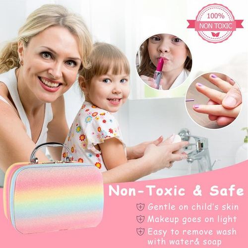 Kids Real Makeup Kit for Little Girls: with Pink Unicorn Purse - Real, Non Toxic, Washable Make Up Toy - for Toddler Young