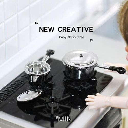 3PCS/SET Metal 1/12 Scale Miniature Dollhouse Pot Mini Pretend Play Cooking Untensil for OB11 Doll Kithcen Toy